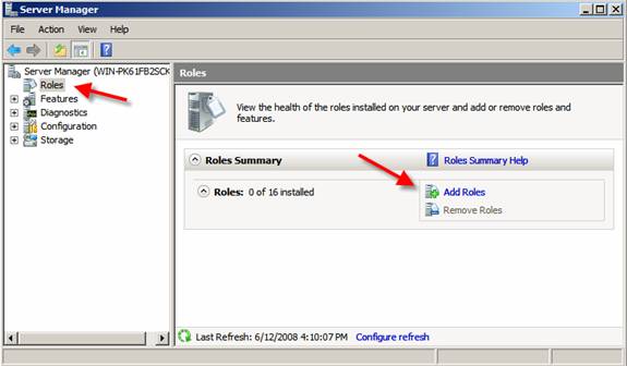 Thêm Role mới trong Windows Server 2008